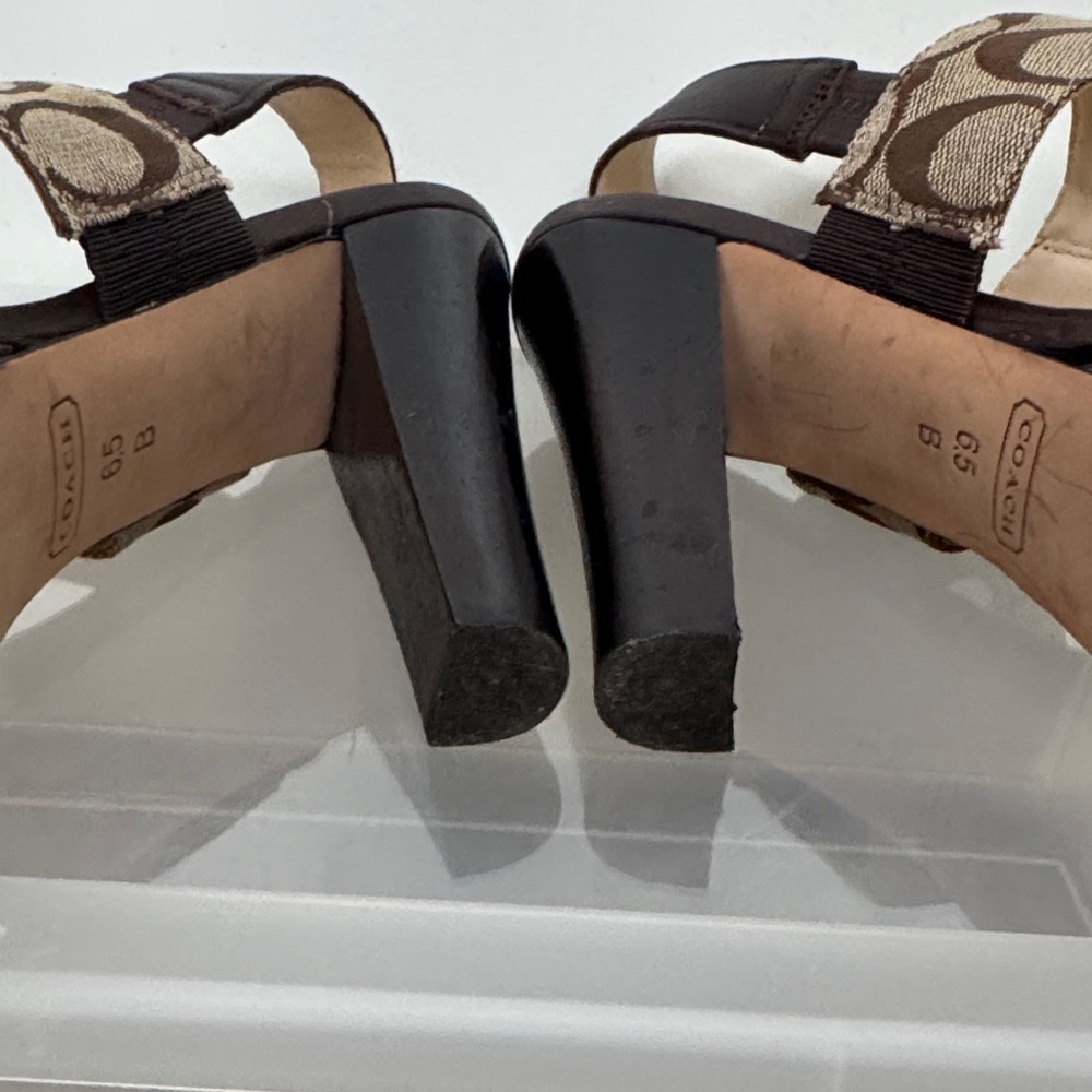 Coach Brown Platform Sandals with Gold Accents - Picture 11 of 11
